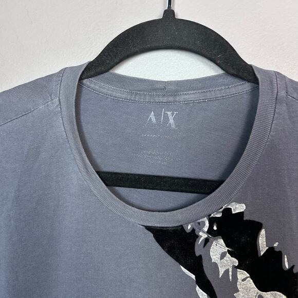Armani Exchange Men's Graphic T-Shirt Size Large velvet Eagle rocker metal y2k - Picture 3 of 7